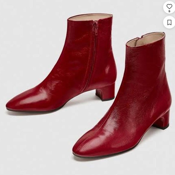Red leather ankle boots - Picture 2 of 11